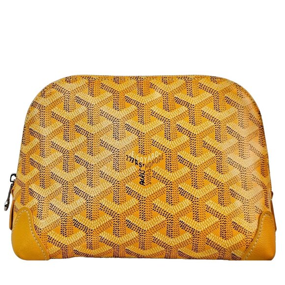 GOYARD Vendome Cosmetic Pouch Zip Gold Yellow + Dust Bag Tags - Picture 1 of 16